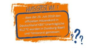 Grafik zum deutschen Hitzerekord: 41,2°C am 25. Juli 2019 in Duisburg-Baerl und Tönisvorst