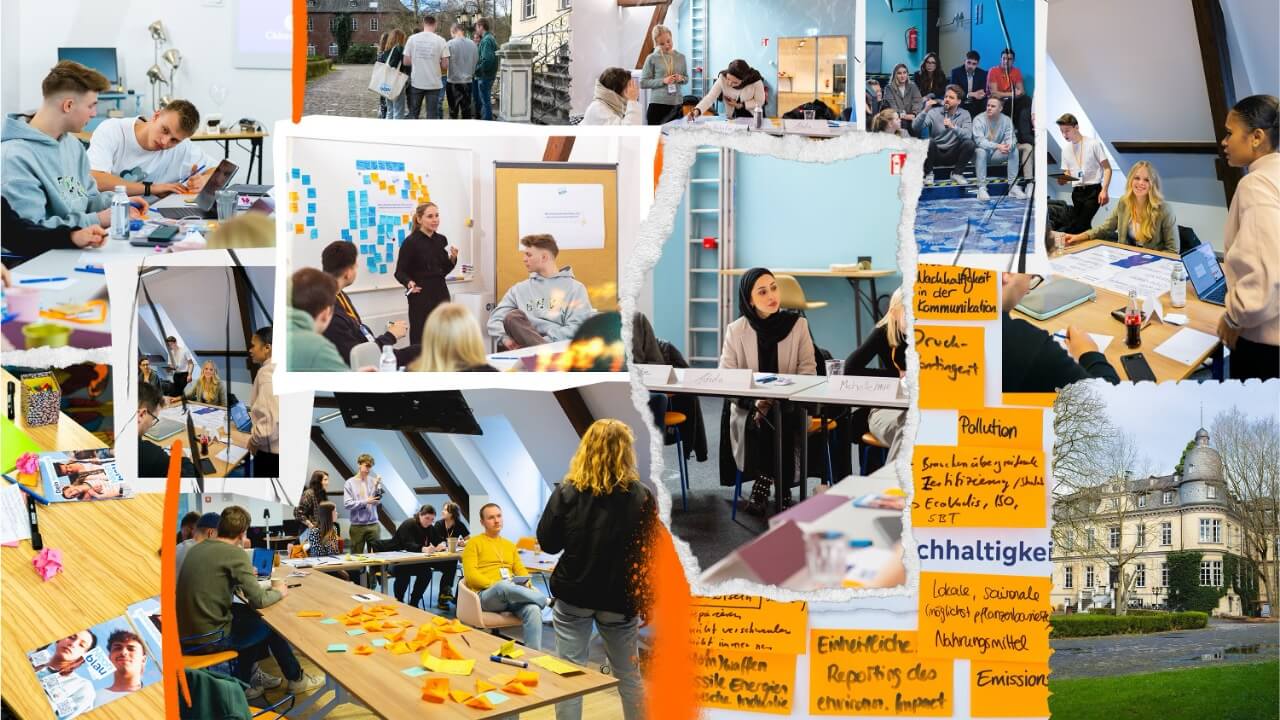 Collage von Meetings, Workshops, Meinungsaustausche des Neonblau-Teams