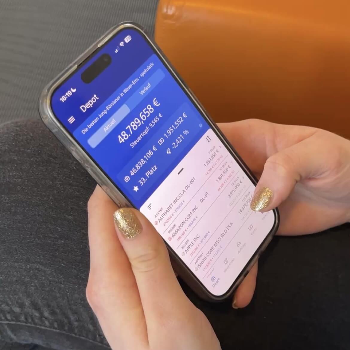Blick auf das Depot in der VR-Börsenspiel-App